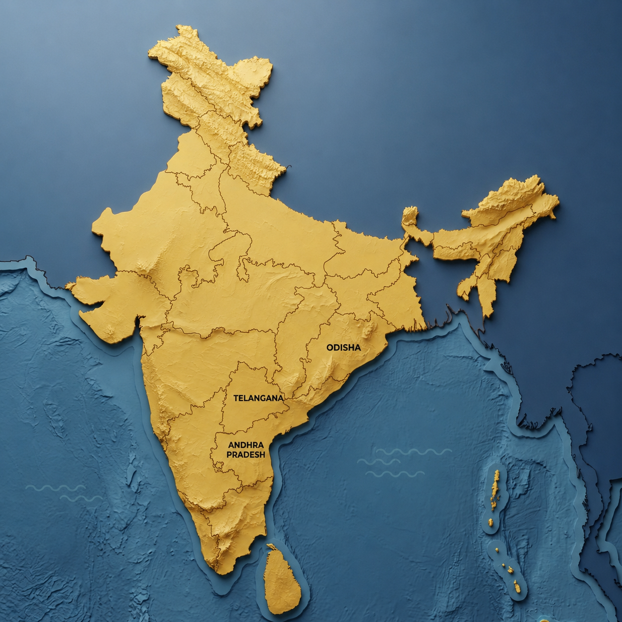 Map of Sri Sai Dhanada Enterprises branch locations across Andhra Pradesh, Telangana and Odisha
